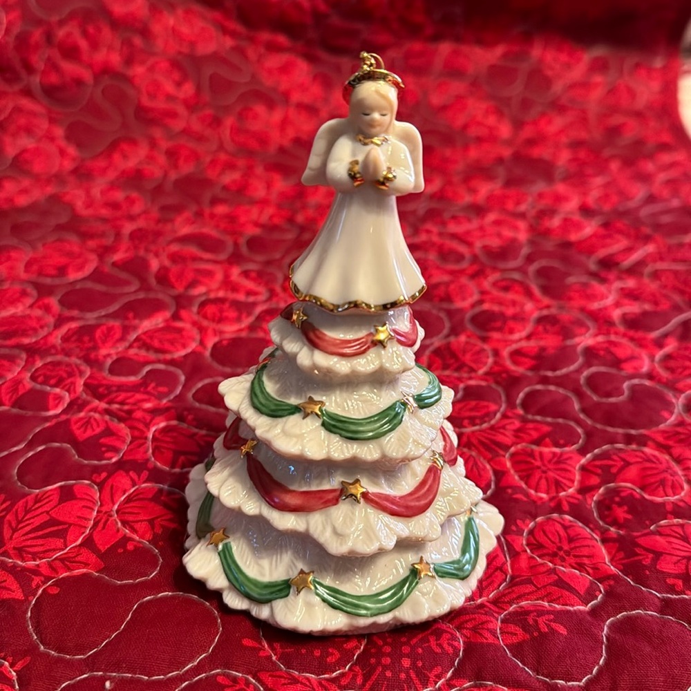 2003 Retired, Collectible Lenox Angel A-top The Christmas Tree Bell Ornament.